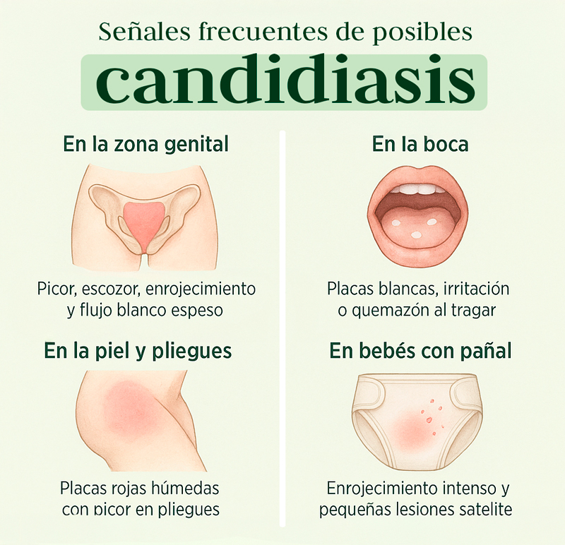 Señales frecuentes de posibles candidiais