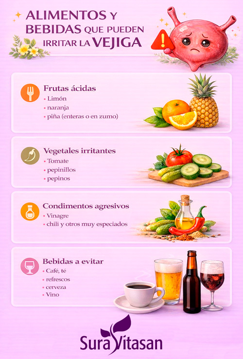 cistitis recurrente Alimentos y bebidas que pueden irritar la vejiga