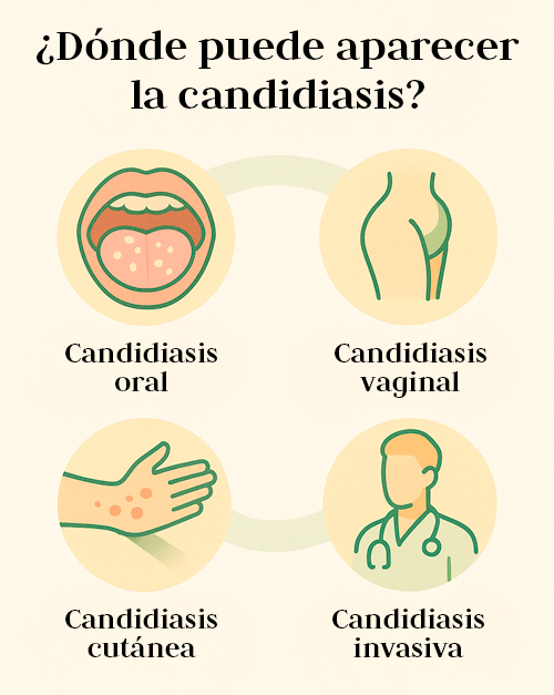 ¿Dónde puede aparecer la Candidiasis?