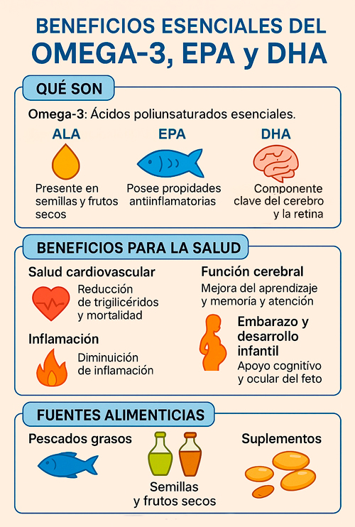 Beneficios esenciales del Omega 3, EPA y DHA