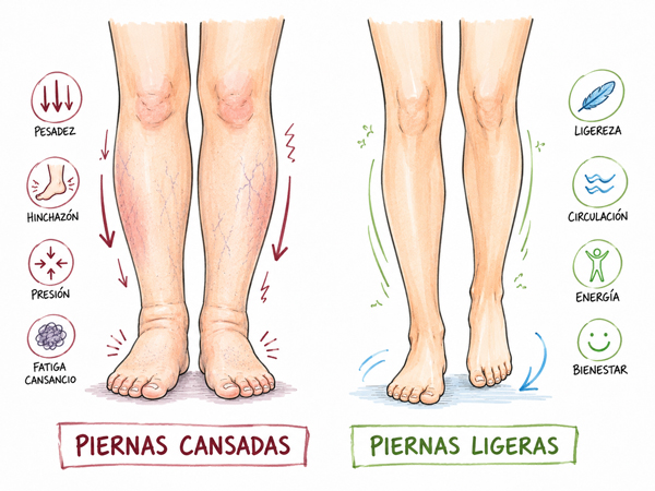 Piernas cansadas vs piernas no cansadas