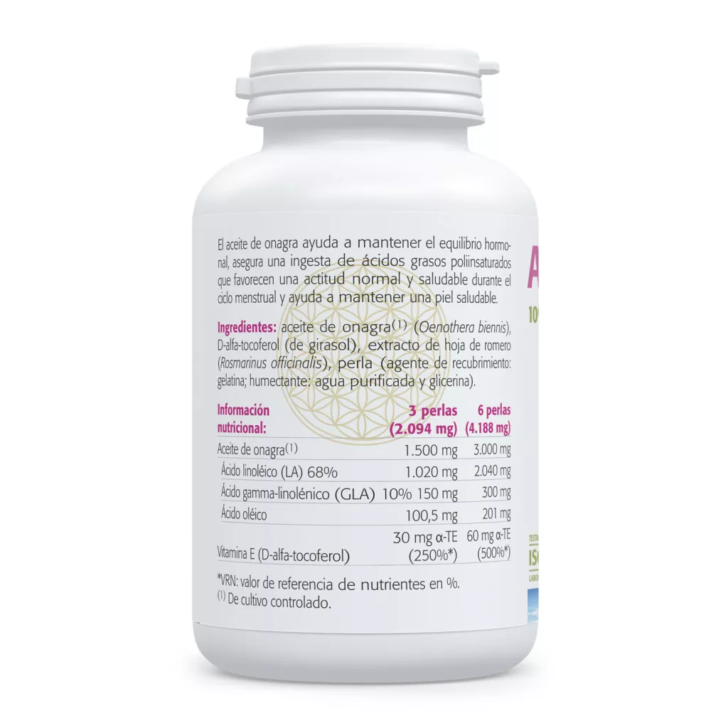 Envase de aceite de onagra 500 mg con GLA y LA de Sura Vitasan