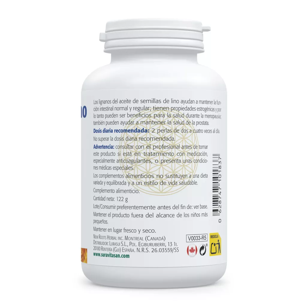 Envase de aceite de lino 1.000 mg omega 3, 6 y 9 vegetal Sura Vitasan