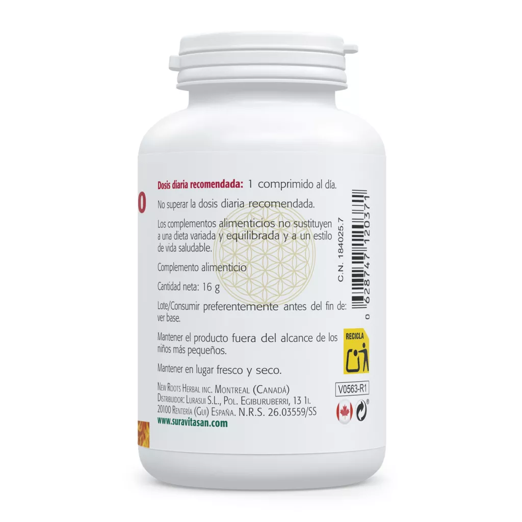 Envase de ácido fólico activo 1000 μg con vitaminas B6 y B12 Sura Vitasan