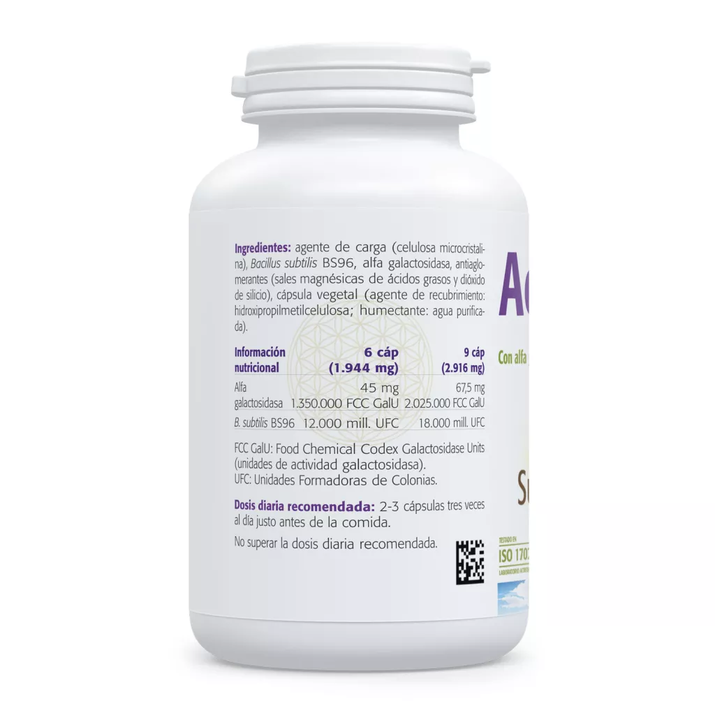 Envase de Aero Ben con alfa-galactosidasa y Bacillus subtilis Sura Vitasan