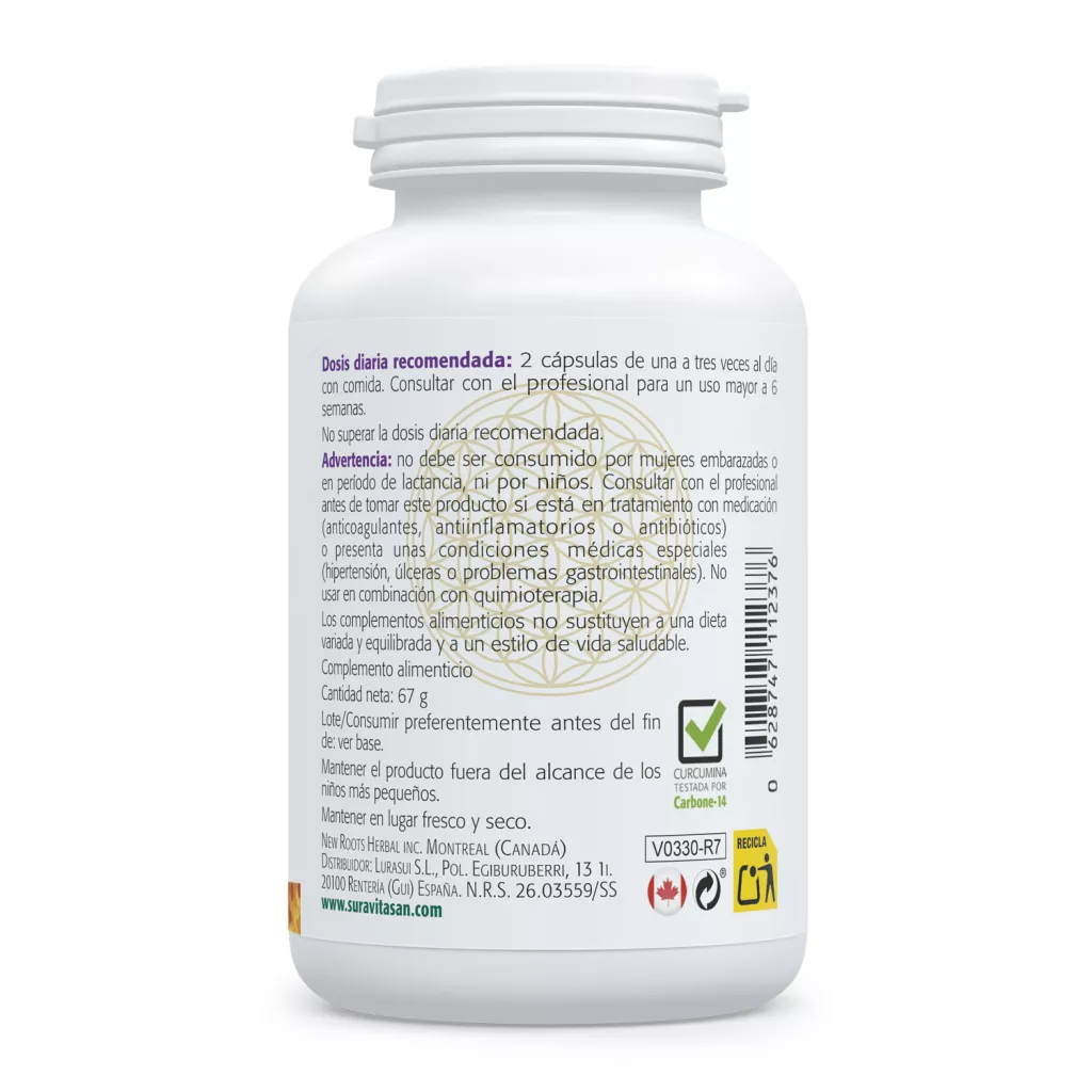 Envase de Aid-Inflam con boswellia, cúrcuma, quervetina y bromelina Sura Vitasan