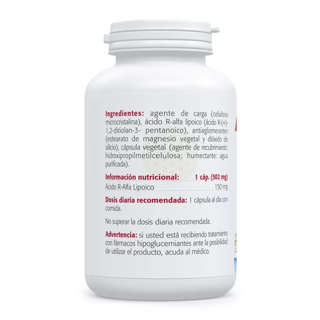 Envase de ácido R-alpha lipoico 150 mg antioxidante Sura Vitasan