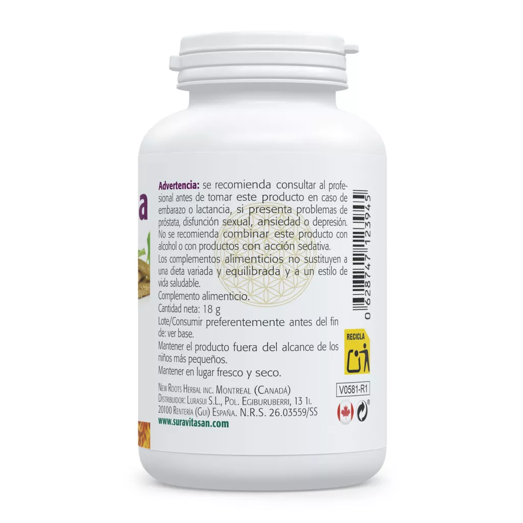 Envase de ashwagandha 500 mg Sura Vitasan