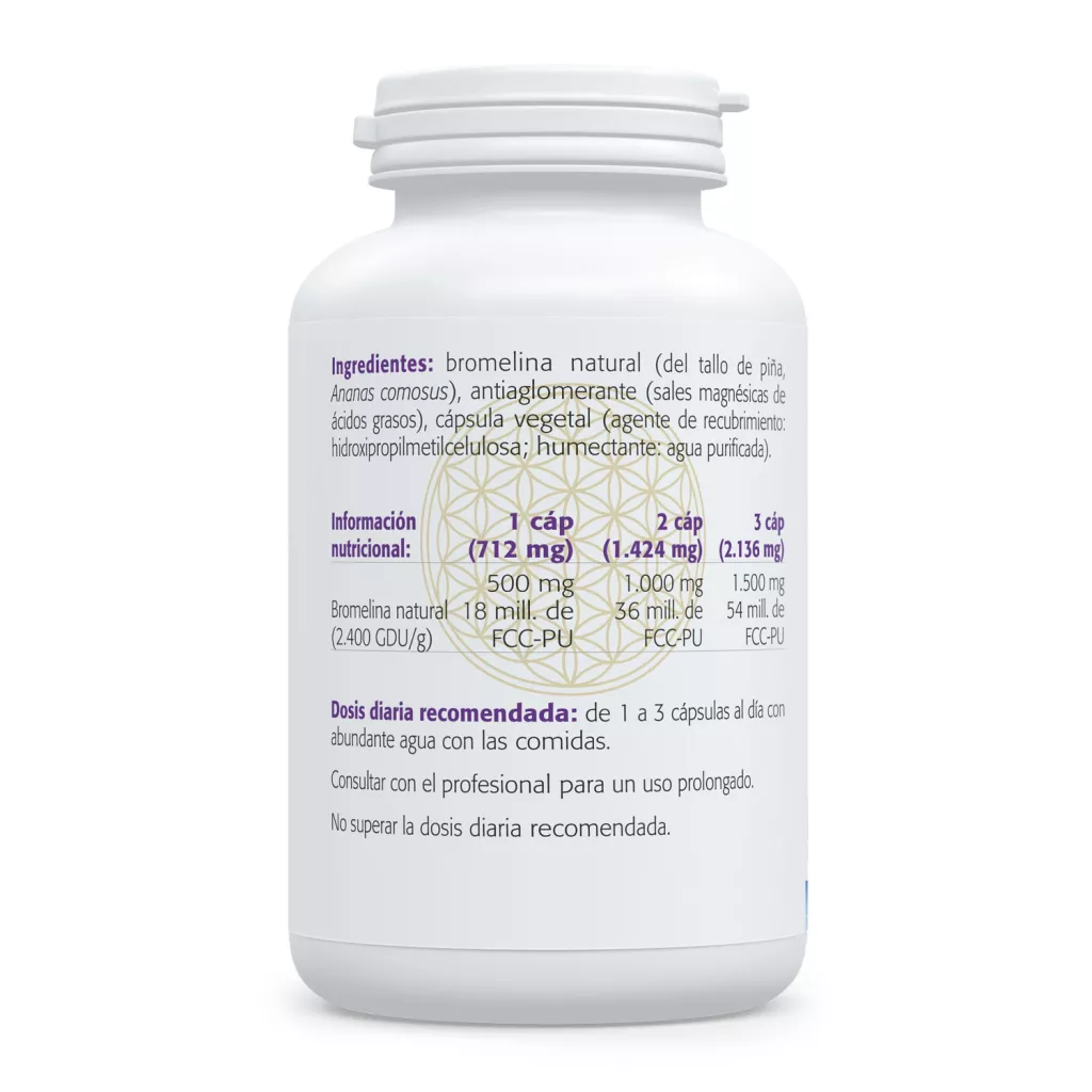 Envase de bromelina 2.400 GDU/g 500 mg Sura Vitasan