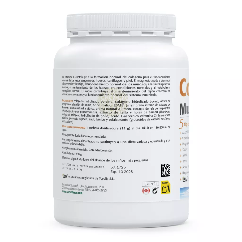Envase de Colágeno Multi Max 5 con cinco tipos de colágeno Sura Vitasan