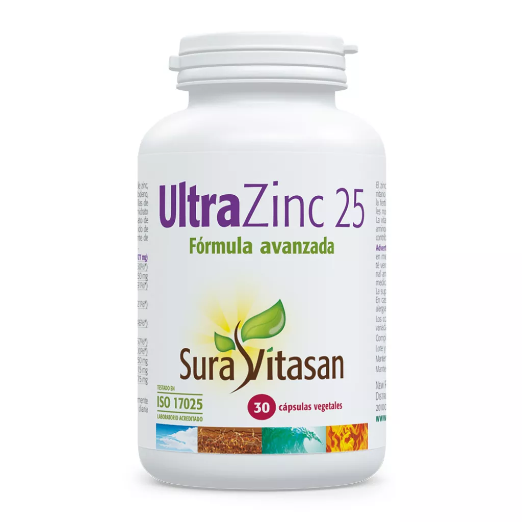 Envase de Ultra Zinc 25 mg zinc quelado Sura Vitasan