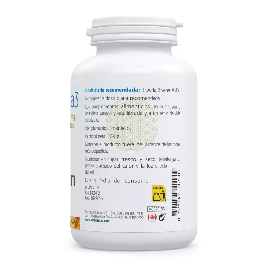 Envase de EPA-Omega 3 660 mg EPA y 330 mg DHA Sura Vitasan