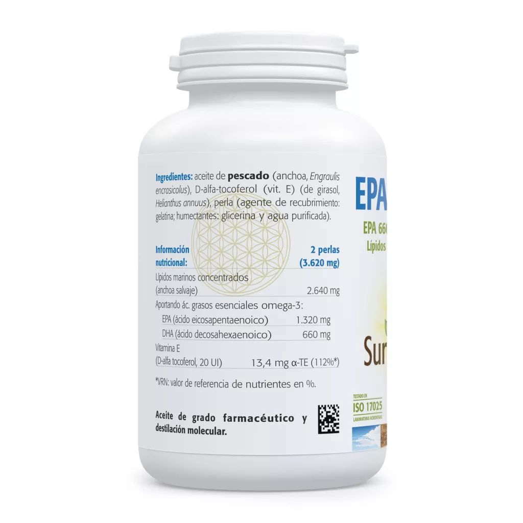 Envase de EPA-Omega 3 660 mg EPA y 330 mg DHA Sura Vitasan