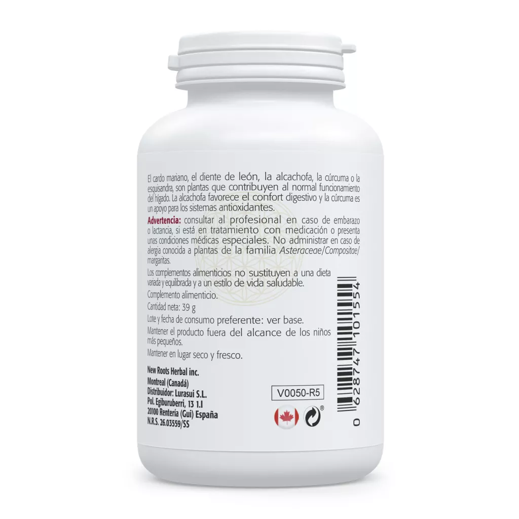 Envase de Liver fórmula hepática con extractos vegetales Sura Vitasan