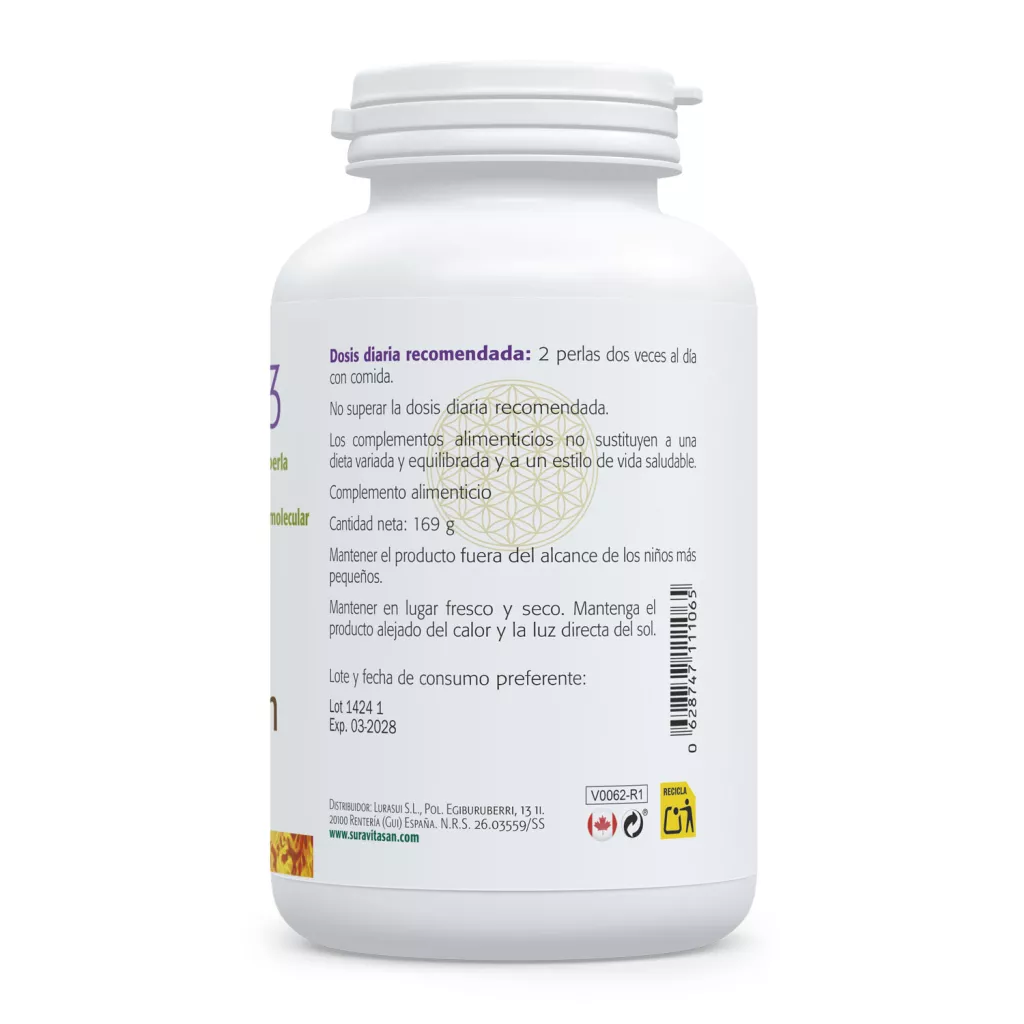 Envase de Omega 3 180 mg EPA y 120 mg DHA Sura Vitasan