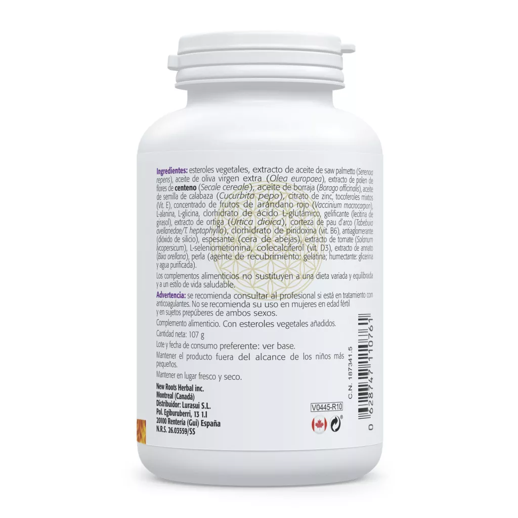 Envase de Prosta saw palmetto y nutracéuticos Salud de la próstata Sura Vitasan
