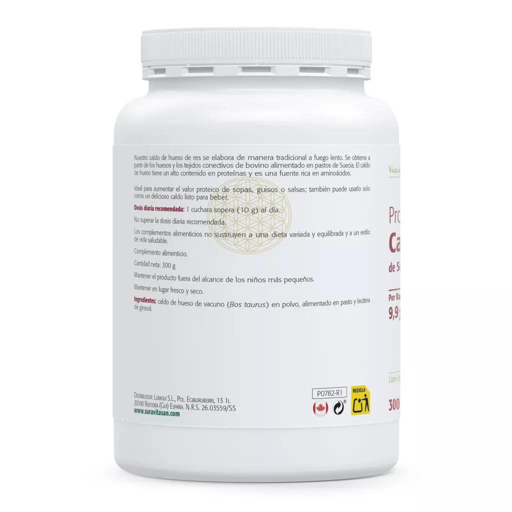 Envase de Proteína de Caldo de Hueso 99% proteínas y 80% Colágeno Sura Vitasan