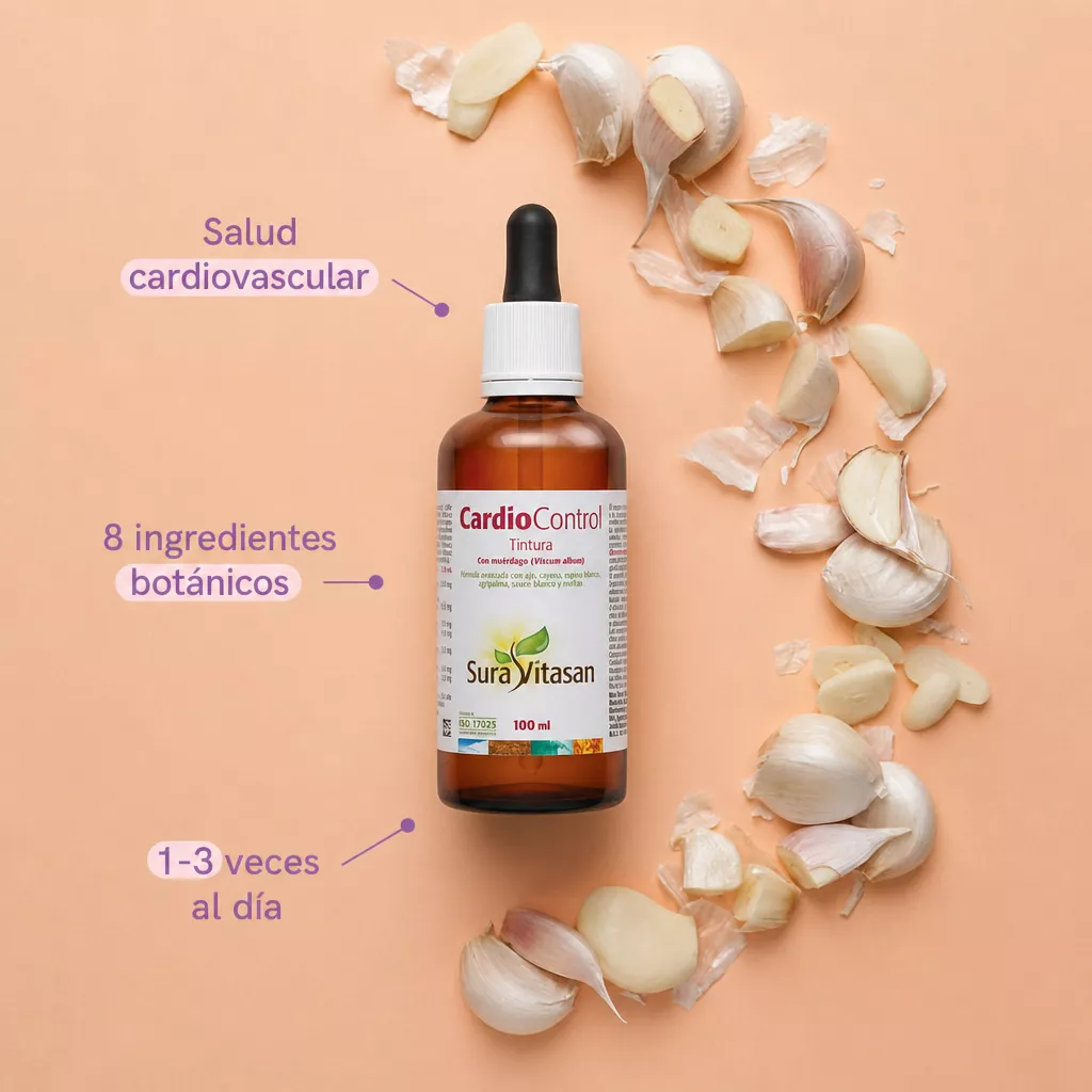 Envase de Cardio Control con ajo, espino blanco y muérdago Sura Vitasan