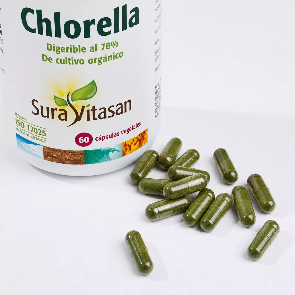 Envase de chlorella de pared celular rota Sura Vitasan