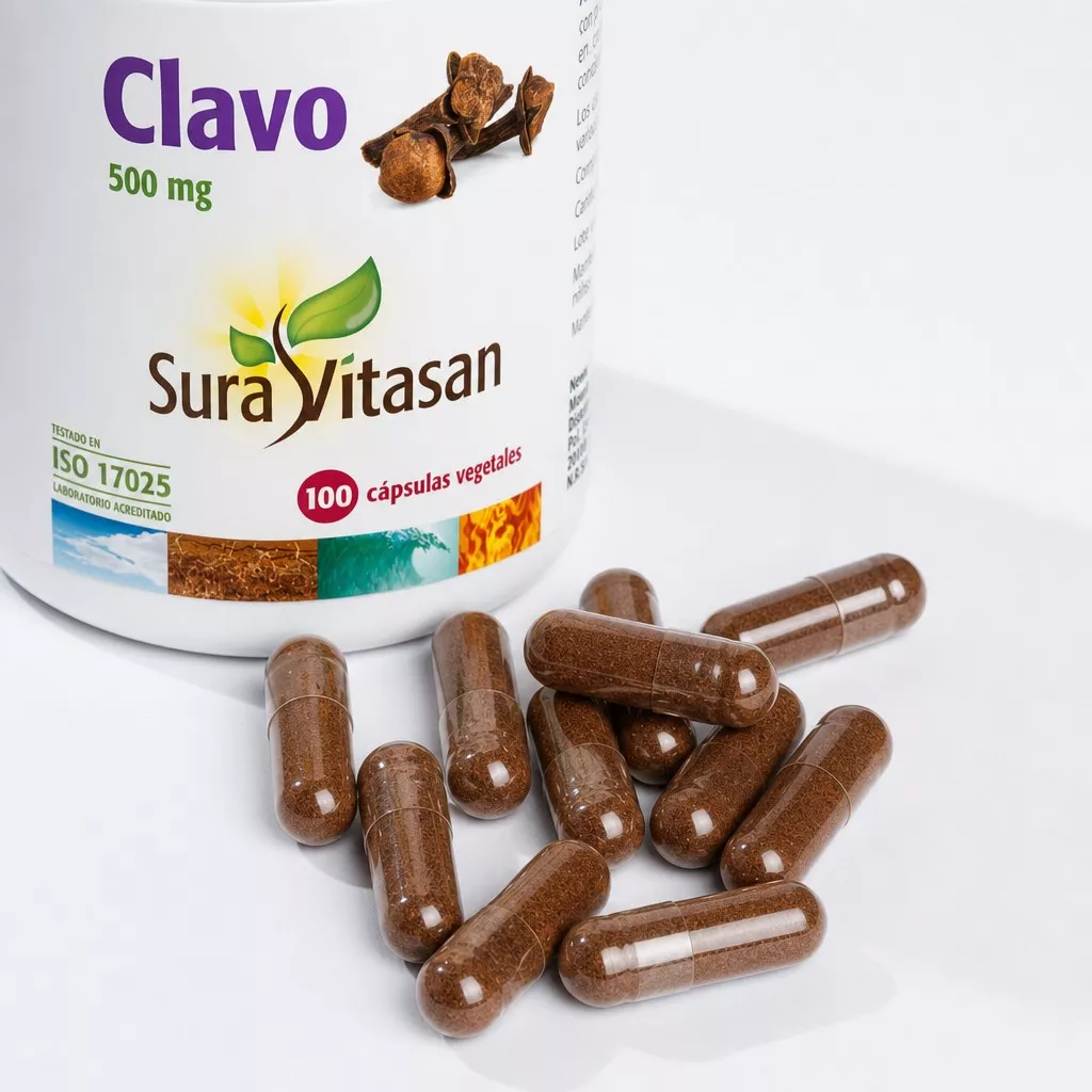 Envase de clavo 500 mg Syzygium aromaticum Sura Vitasan