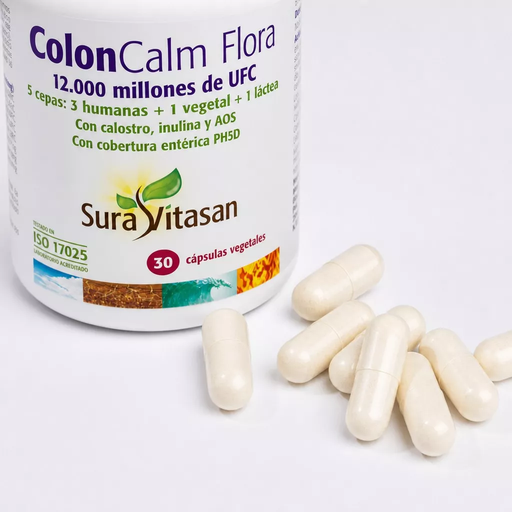 Envase de Colon Calm Flora probióticos y calostro Sura Vitasan