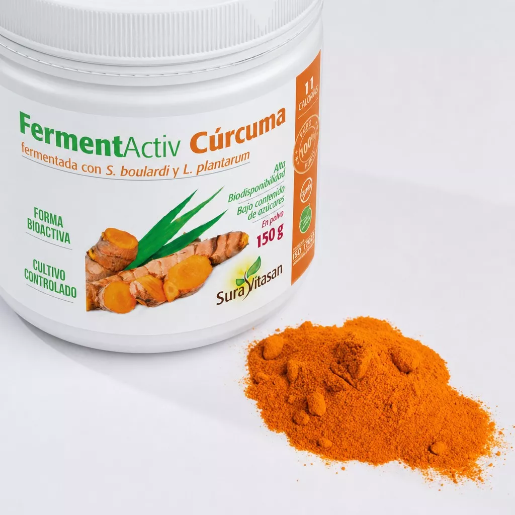 Envase + polvo de FermentActiv Cúrcuma Sura Vitasan