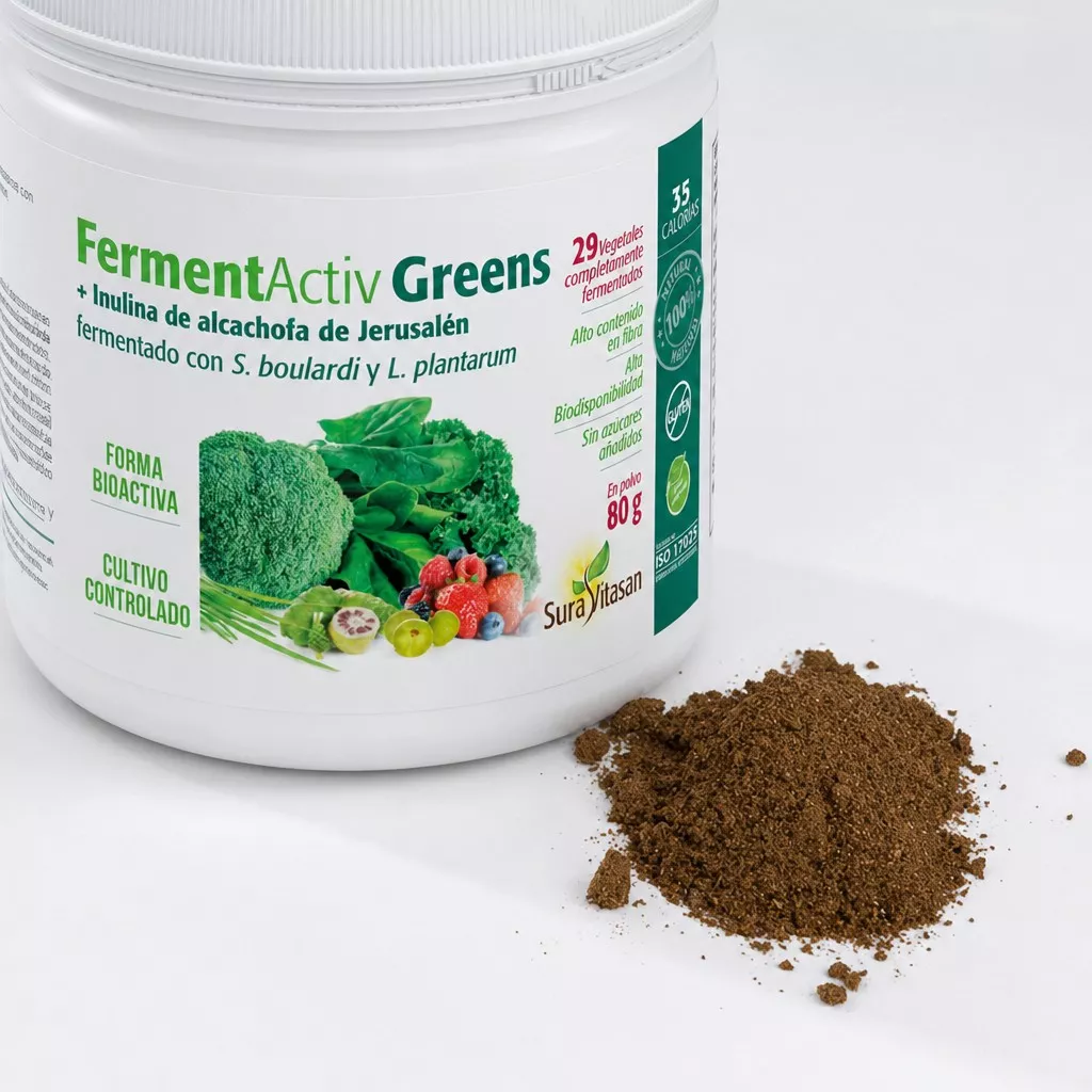Envase + polvo de FermentActiv Greens Sura Vitasan
