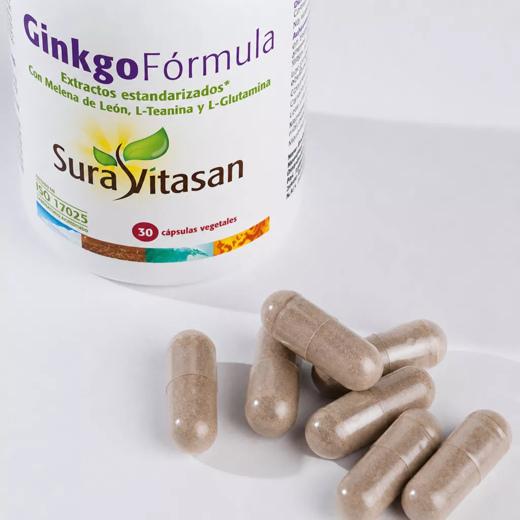 Envase de Ginkgo Fórmula rendimiento mental Sura Vitasan