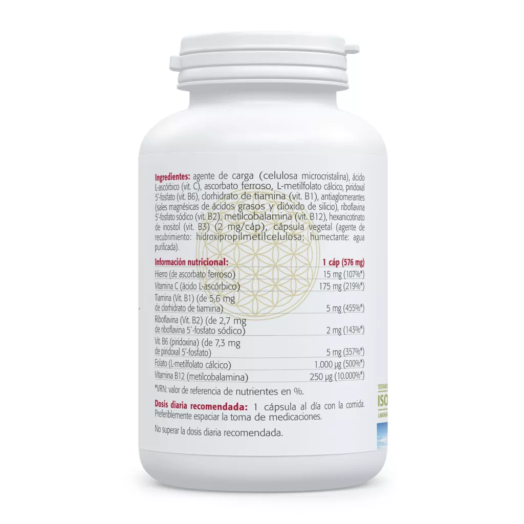 Envase de Hierro 15 35 mg con vitaminas del grupo B y C Sura Vitasan