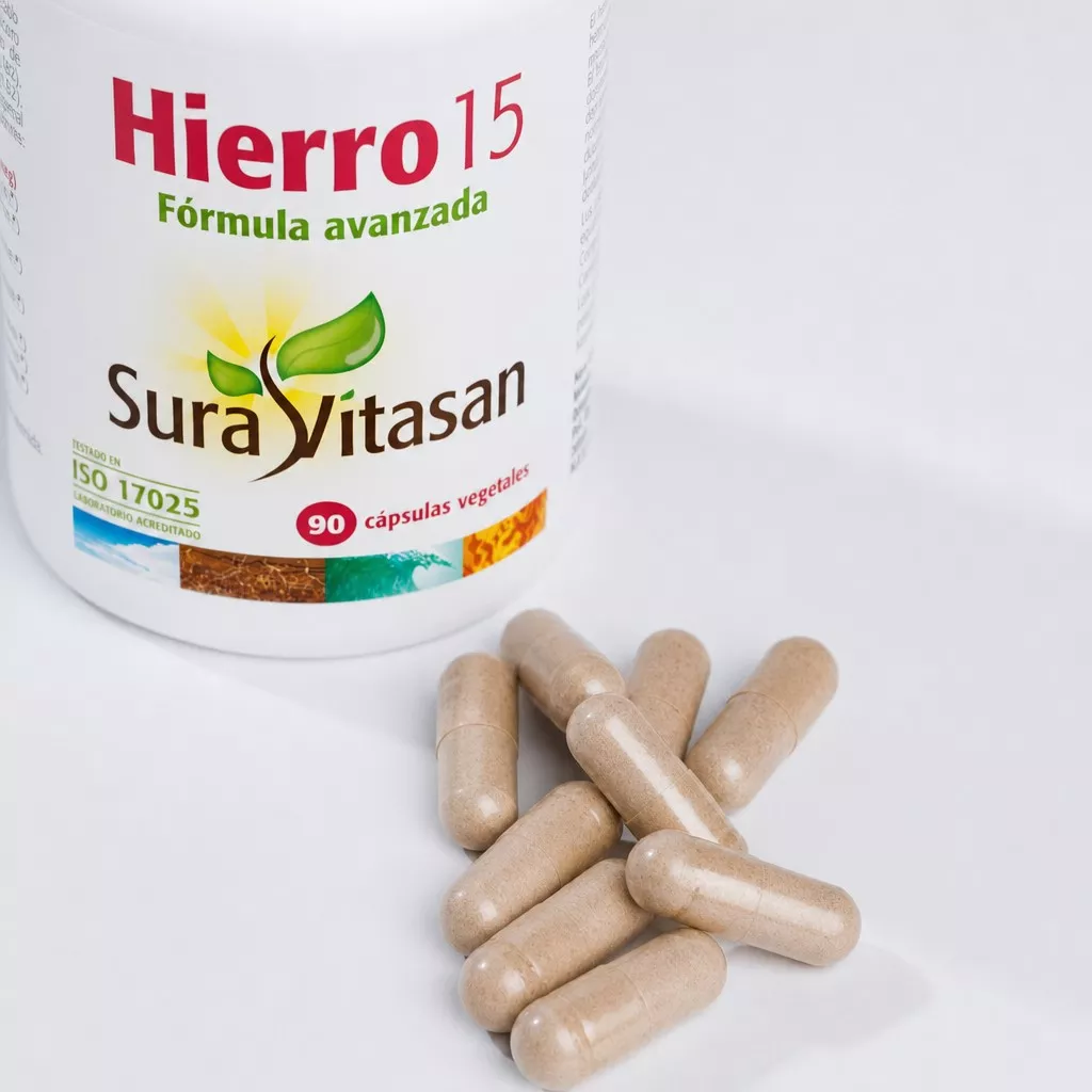 Envase de Hierro 15 35 mg con vitaminas del grupo B y C Sura Vitasan