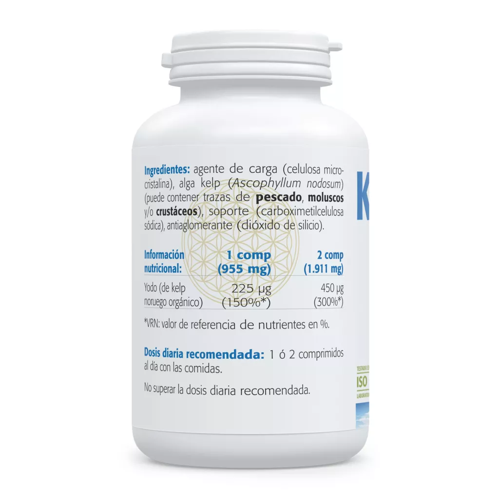 Envase de Kelp noruego yodo natural 225 μg Sura Vitasan