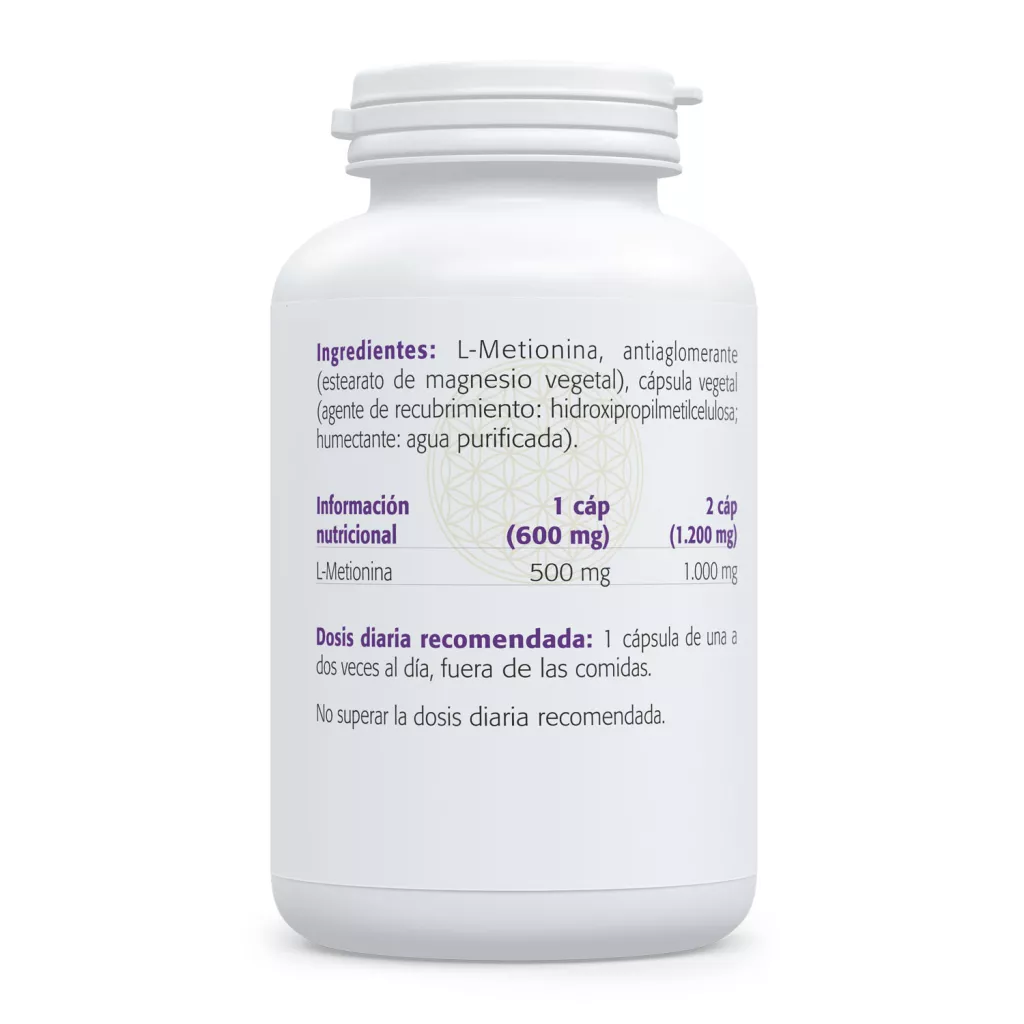 Envase de L-Metionina 500 mg aminoácido azufrado Sura Vitasan