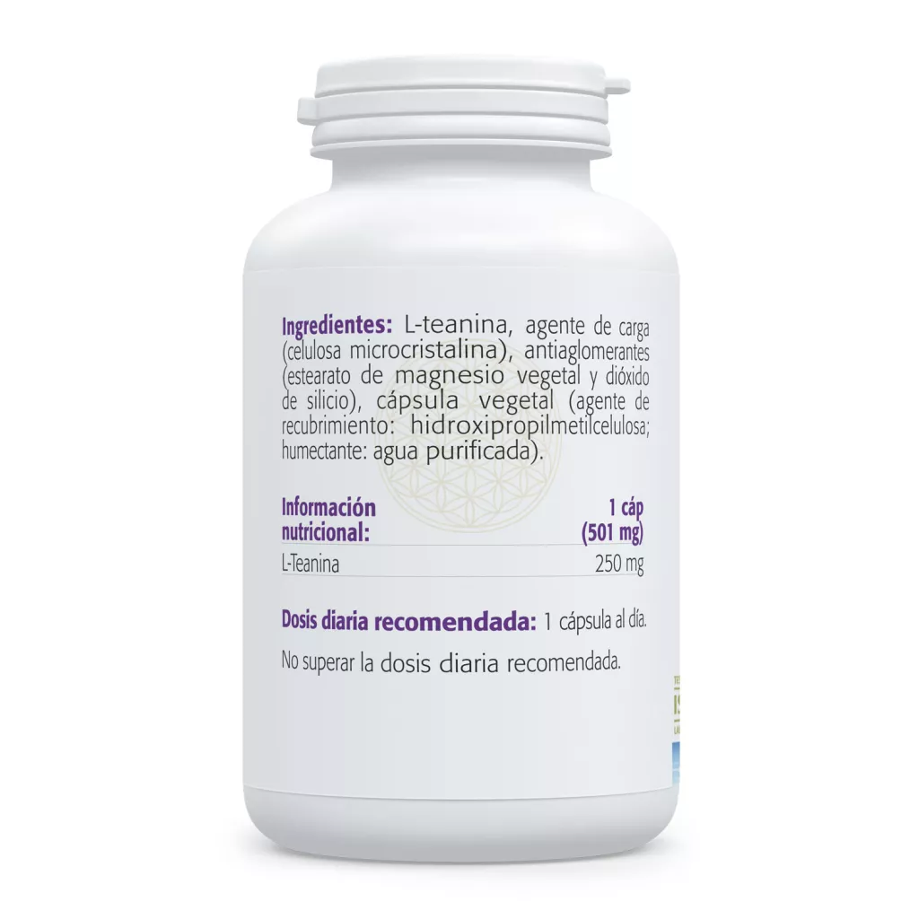 Envase de L-Teanina 250 mg aminoácido del té verde Sura Vitasan