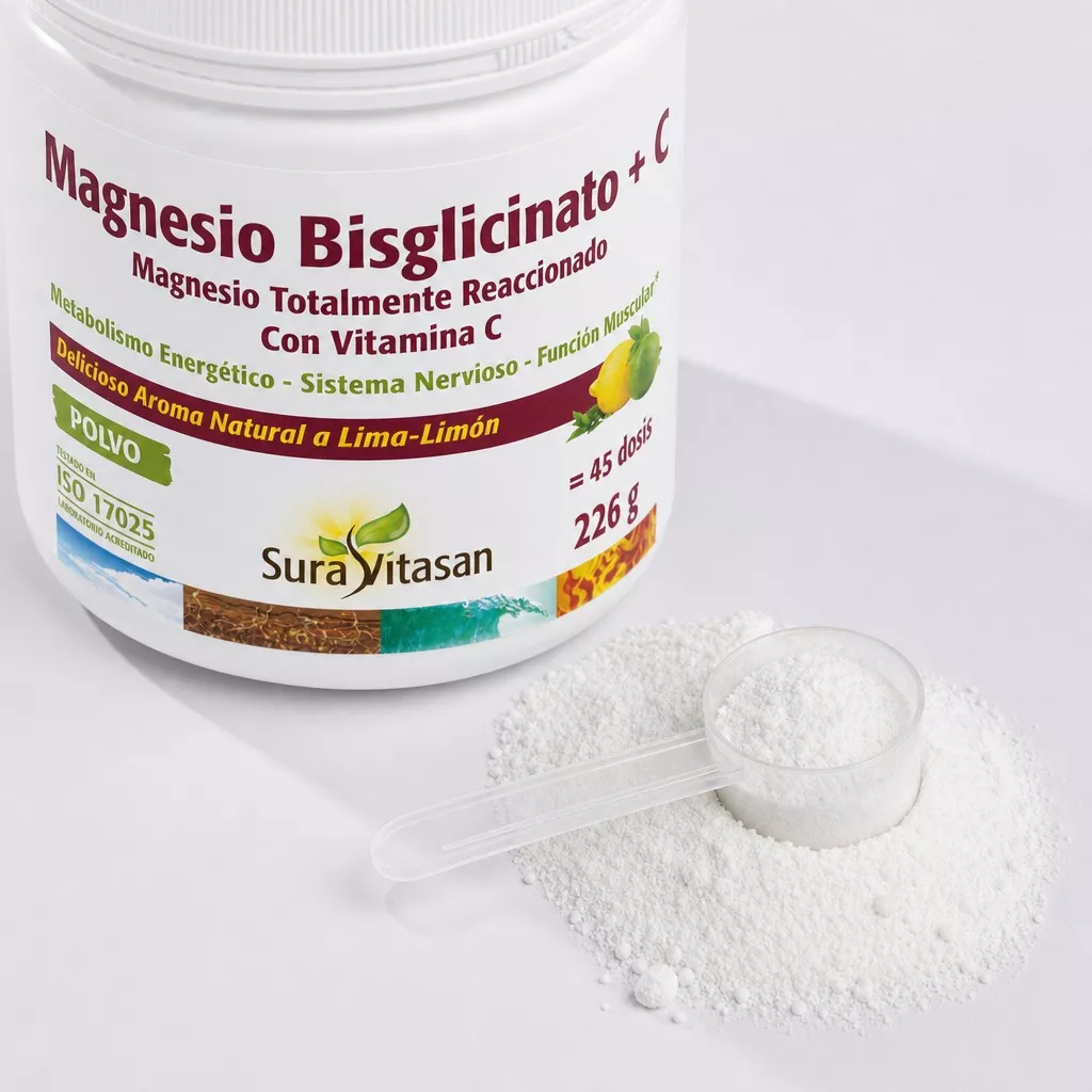 Envase de Magnesio Bisglicinato más Vitamina C Sura Vitasan