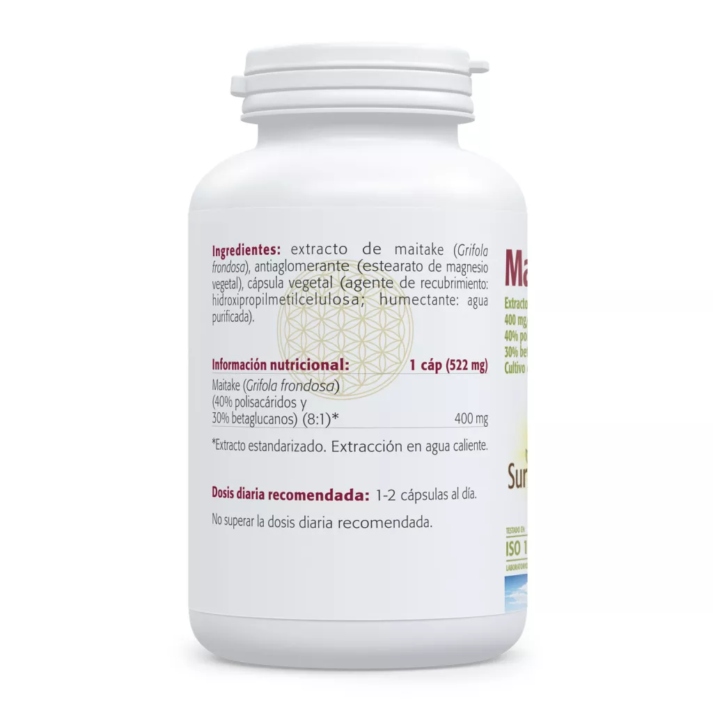 Envase de Maitake 400 mg extracto 8:1 Sura Vitasan