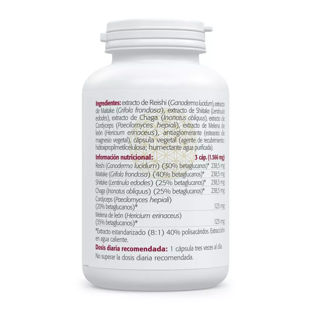 Envase de Mico Complex 6 seis hongos medicinales Sura Vitasan