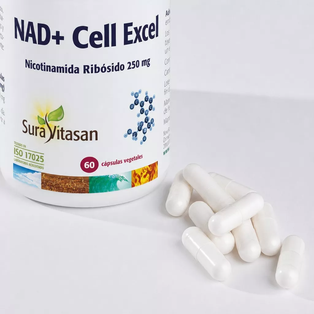 Envase de NAD+ Cell Excell nicotinamida ribósido 250 mg Sura Vitasan