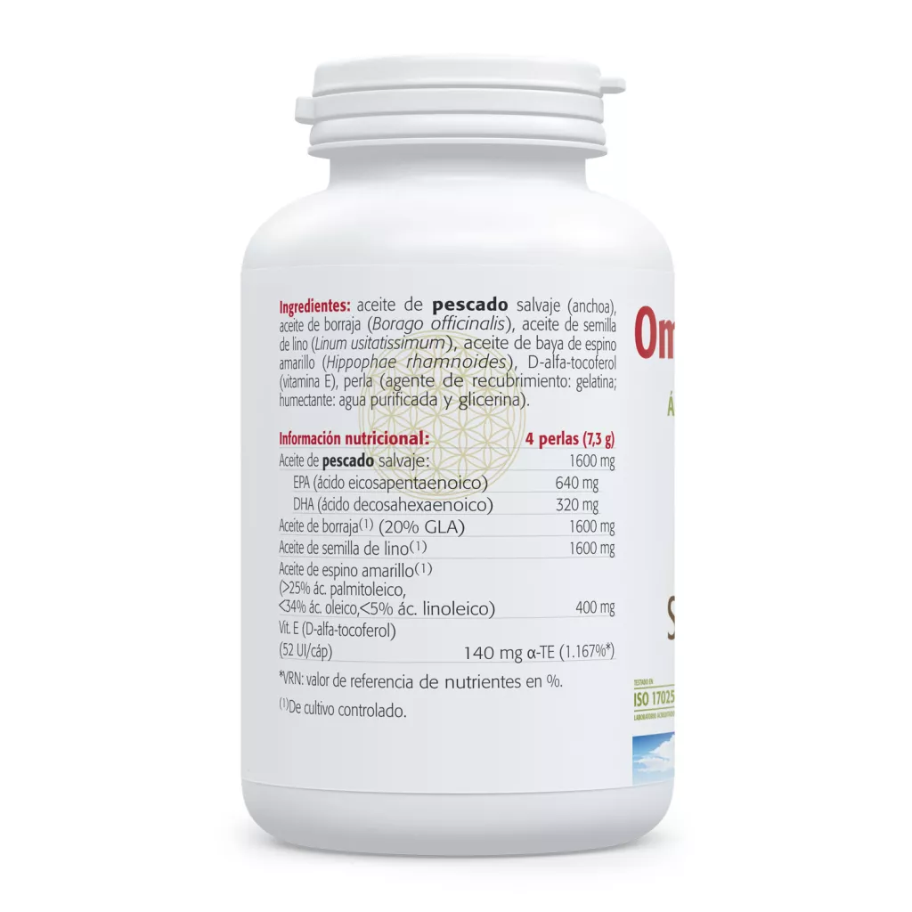 Envase de Omega 3/6/7/9 - Aceites de pescado, borraja, lino y espino amarillo