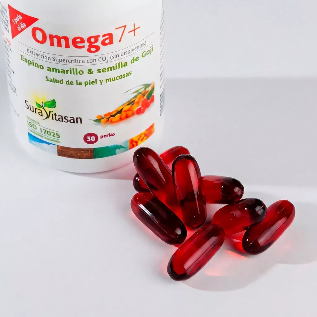 Envase de Omega 7+ aceite de espino amarillo y goji Sura Vitasan