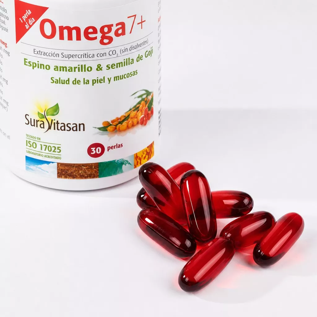 Envase de Omega 7+ aceite de espino amarillo y goji Sura Vitasan