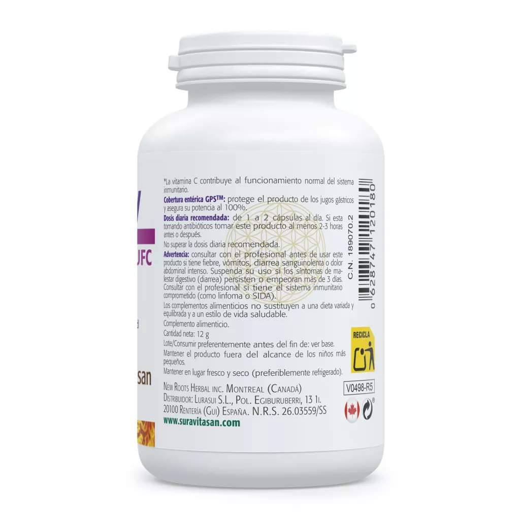 Envase de Pro-Intensity probiótico 20.000 millones UFC con Calostro Sura Vitasan