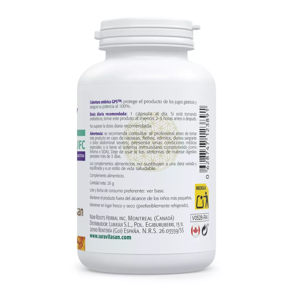 Envase de Pro-Recovery probiótico 120.000 millones UFC Sura Vitasan