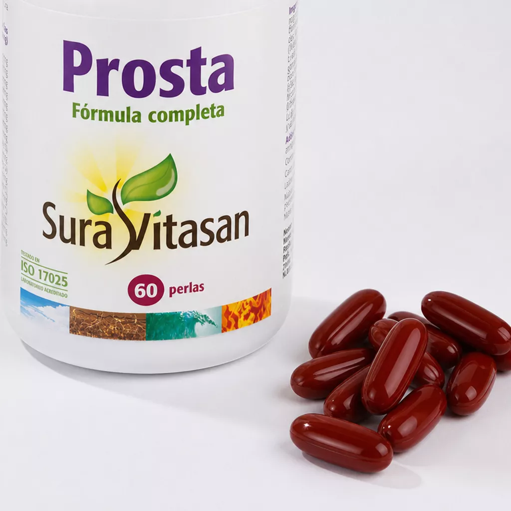 Envase de Prosta saw palmetto y nutracéuticos Salud de la próstata Sura Vitasan