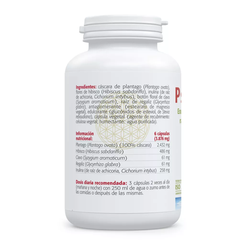 Envase de Psyllium Plus Cápsulas fibra de Plantago Ovata Sura Vitasan
