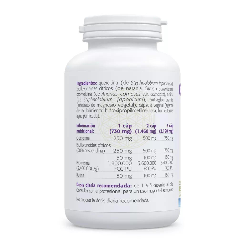 Envase de Quercitin Complex con quercetina bioflavonoides y bromelina Sura Vitasan