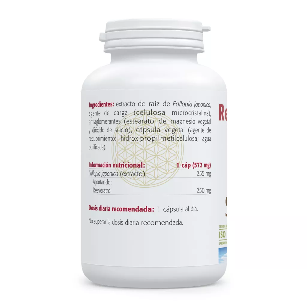 Envase de Resveratrol Max 250 mg trans-resveratrol Sura Vitasan