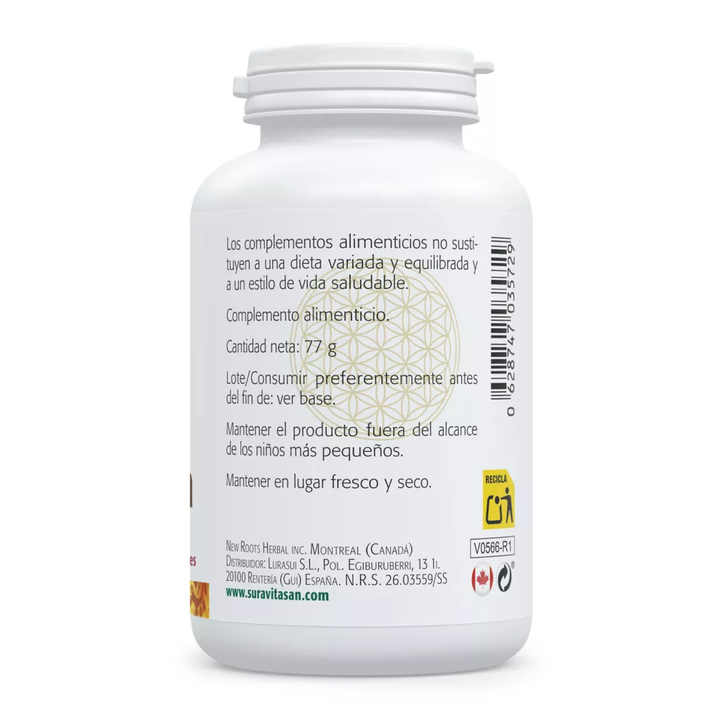Envase de Taurina 500 mg aminoácido en forma libre SuraVitasan