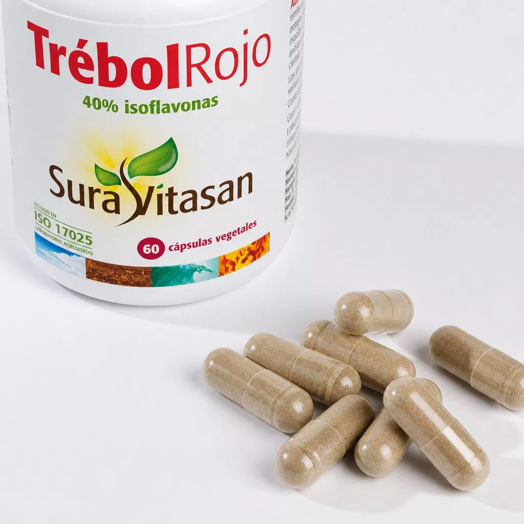 Envase de trébol rojo 420 mg isoflavonas para la mujer Sura Vitasan