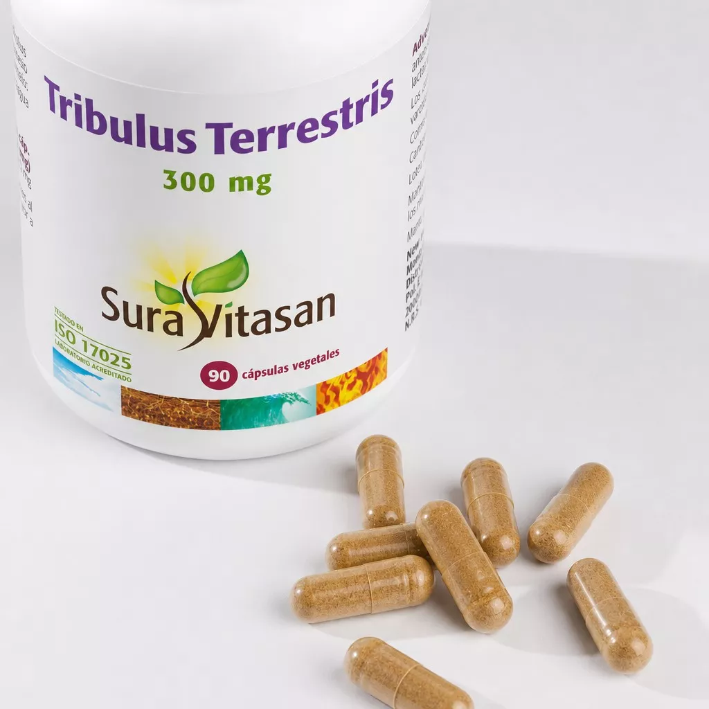 Envase de Tribulus terrestris 100 mg 40 % saponinas Sura Vitasan