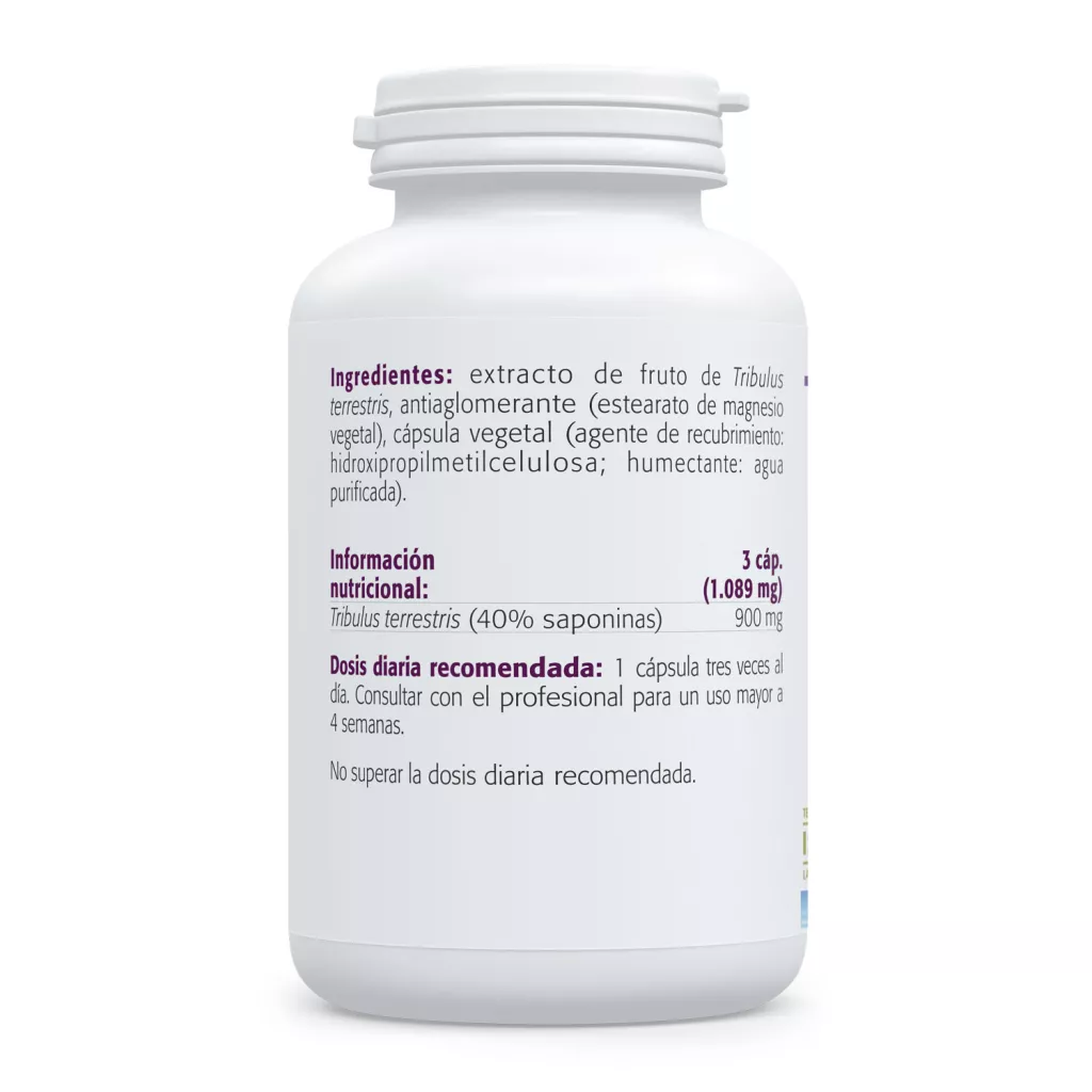 Envase de Tribulus terrestris 100 mg 40 % saponinas Sura Vitasan